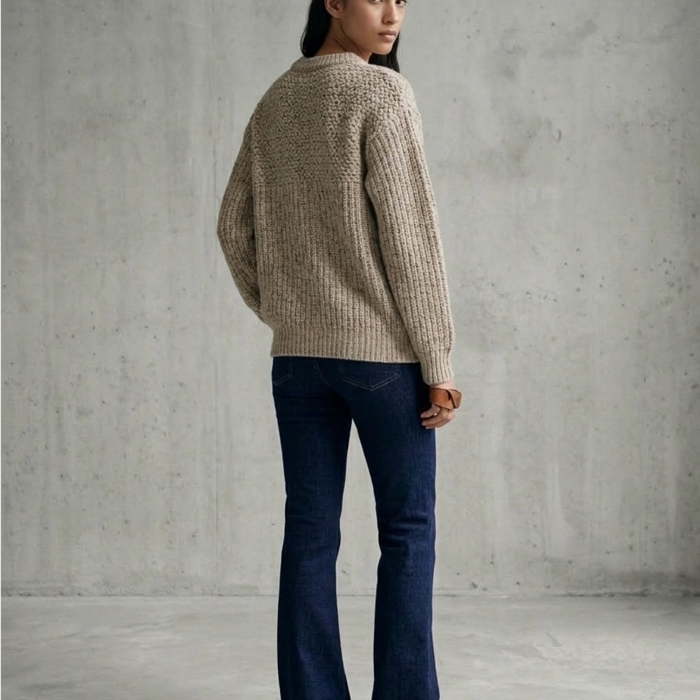 Vintage GRENADIER Mixed-Stitch Tweed Sweater | Oatmeal | Med - Picture 3 of 16